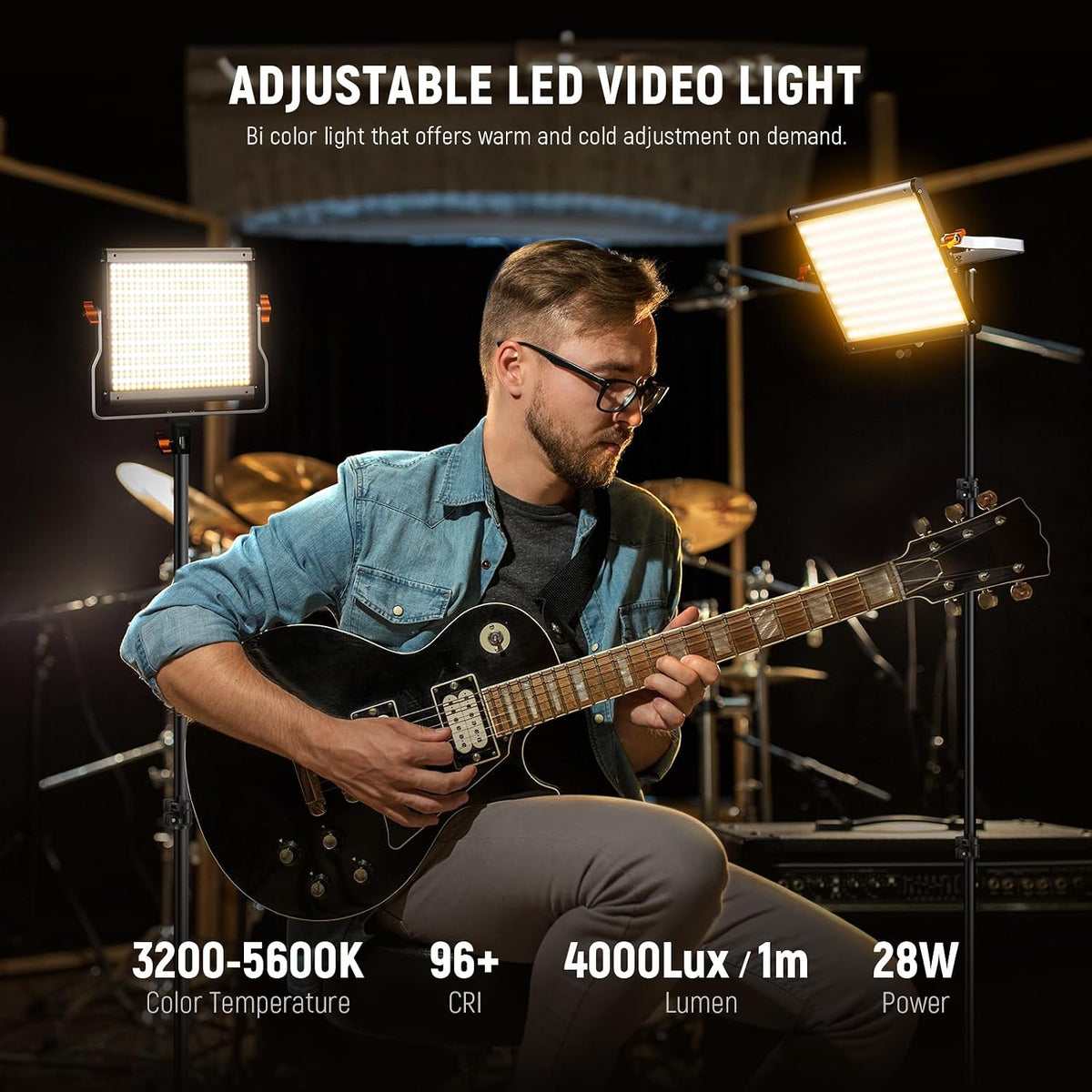 2 Packs Dimmable Bi Color 480 LED Video Light Kit, 3200~5600K CRI 96+ LED Panel with U Bracket, 75 inches Tripod