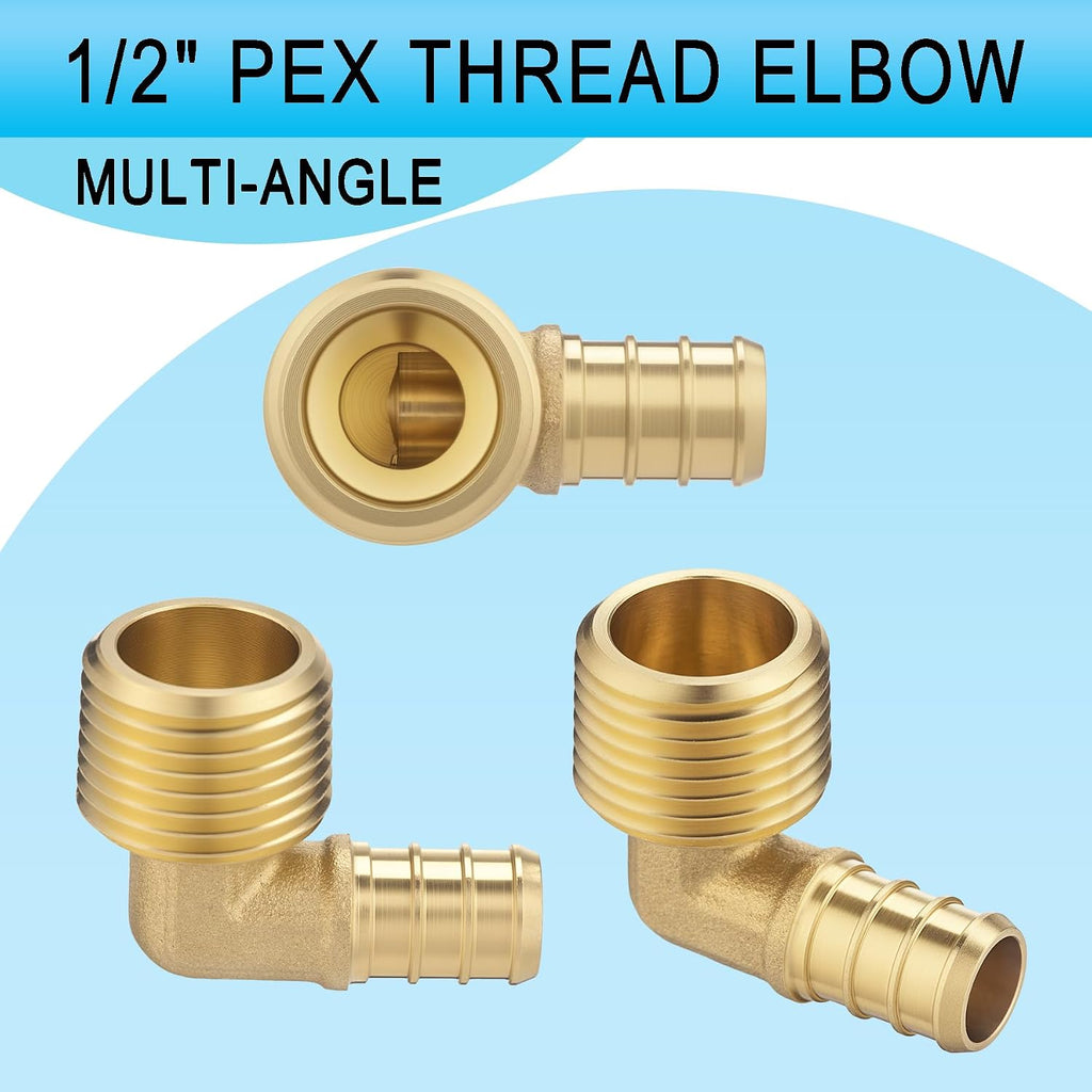 (20 Pack) Asterbacks 1/2 PEX to 1/2 NPT Male Thread Elbow for PEX-A/B/C Pipe
