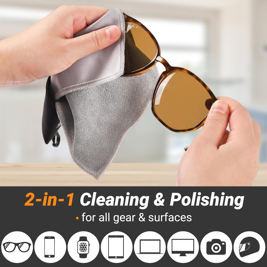 2 Sided Portable Glasses Cleaner Cloth Keychain,Reusable Glasses Cleaning Kit Travel,Microfiber Eye Glasses Lens