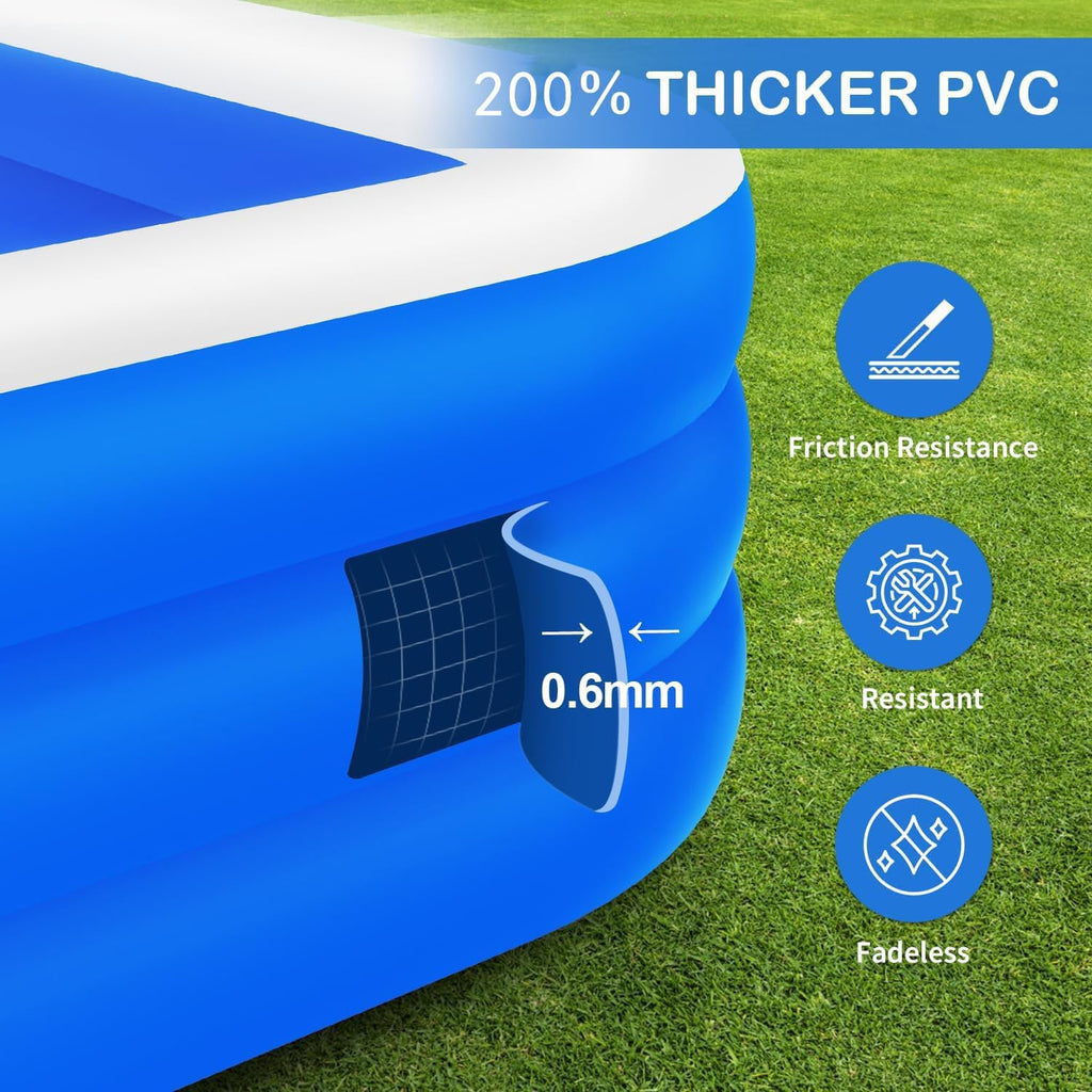Large Inflatable Pool for Adults- 120"x70"x22" Inflatable Swimming Pool Blow-Up Pools, Oversized Thickened Heavy Duty
