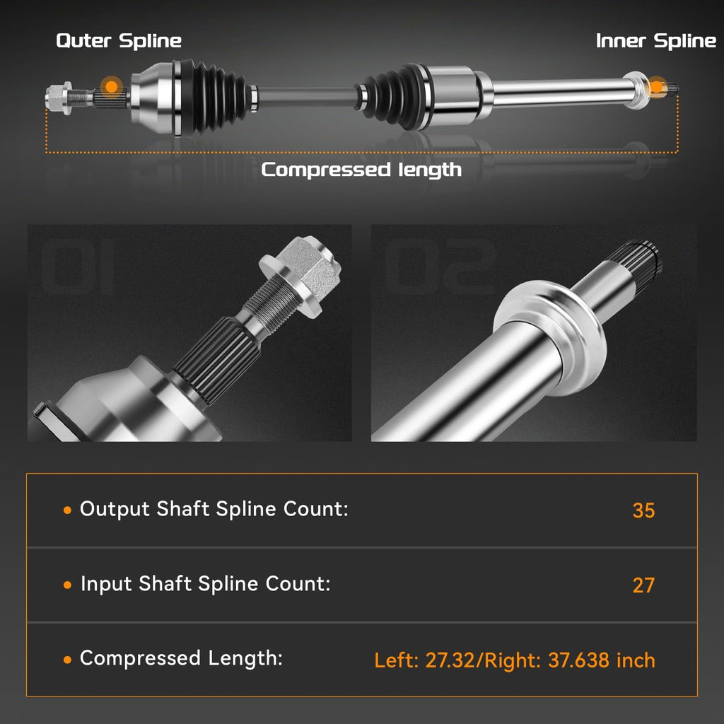 2PCS Front CV Axle Shaft for Ford Escape Lincoln MKZ