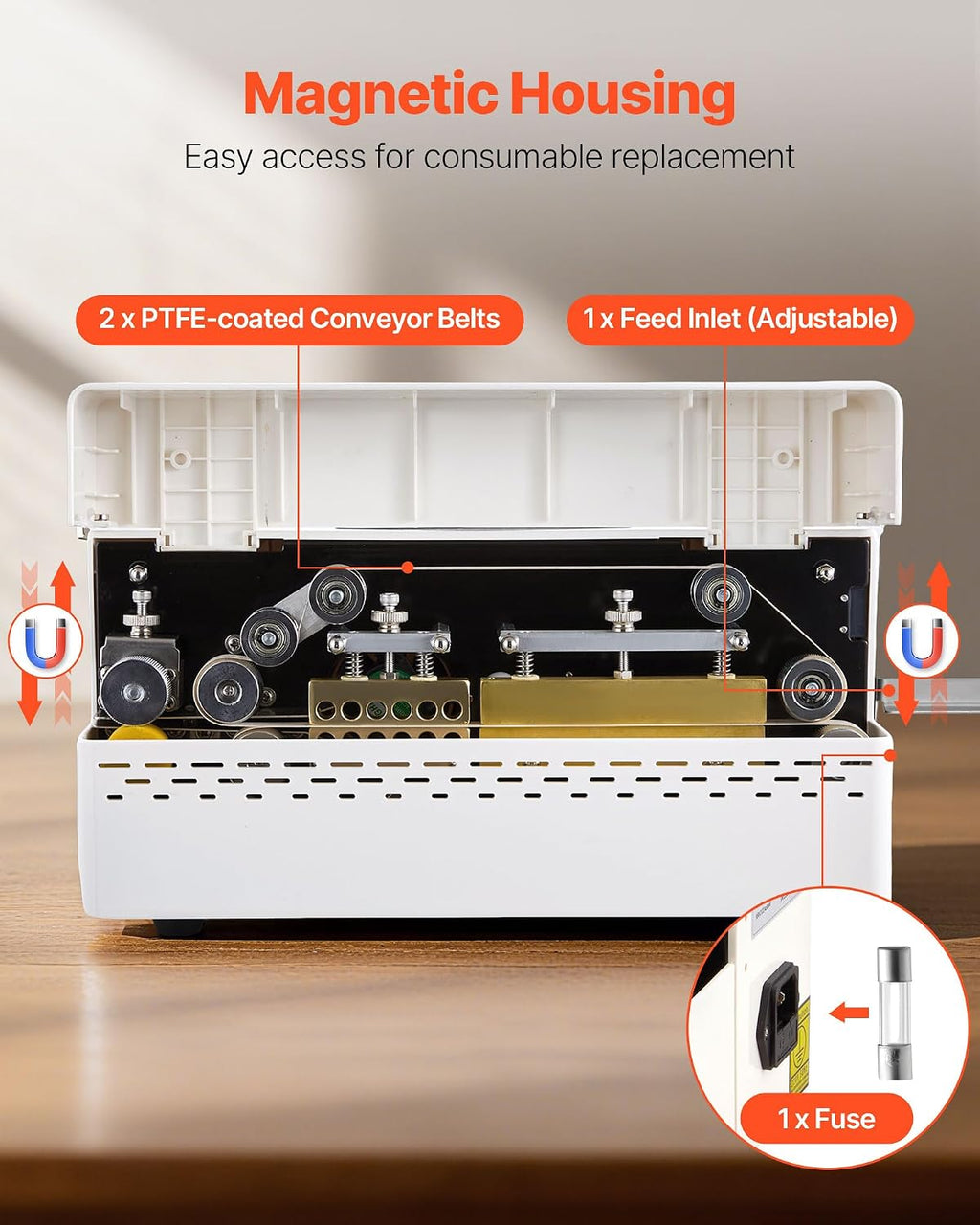 Continuous Sealing Machine, 0.32-0.47 in Seal Width, Automatic Continuous Band Sealer with Digital Temperature