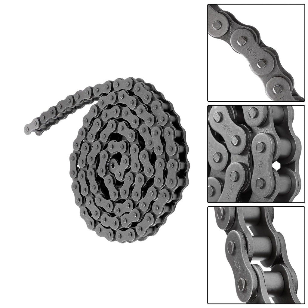 100H Heavy Duty Roller Chain 10 Feet with Connectors Carbon Steel Chain