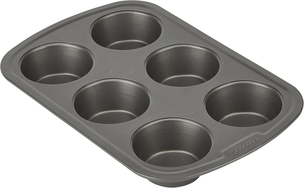 Everyday Muffin Pan Nonstick Warp-Resistant Carbon Steel Construction, 6-Cup, Gray