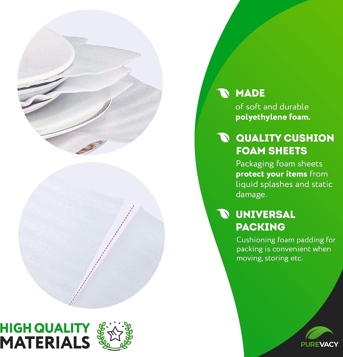 Foam Wrap Roll, 320 ft x 12 in White Polyethylene Packing Foam, 1/16 in Thick Perforated Cushioning Sheets for Moving