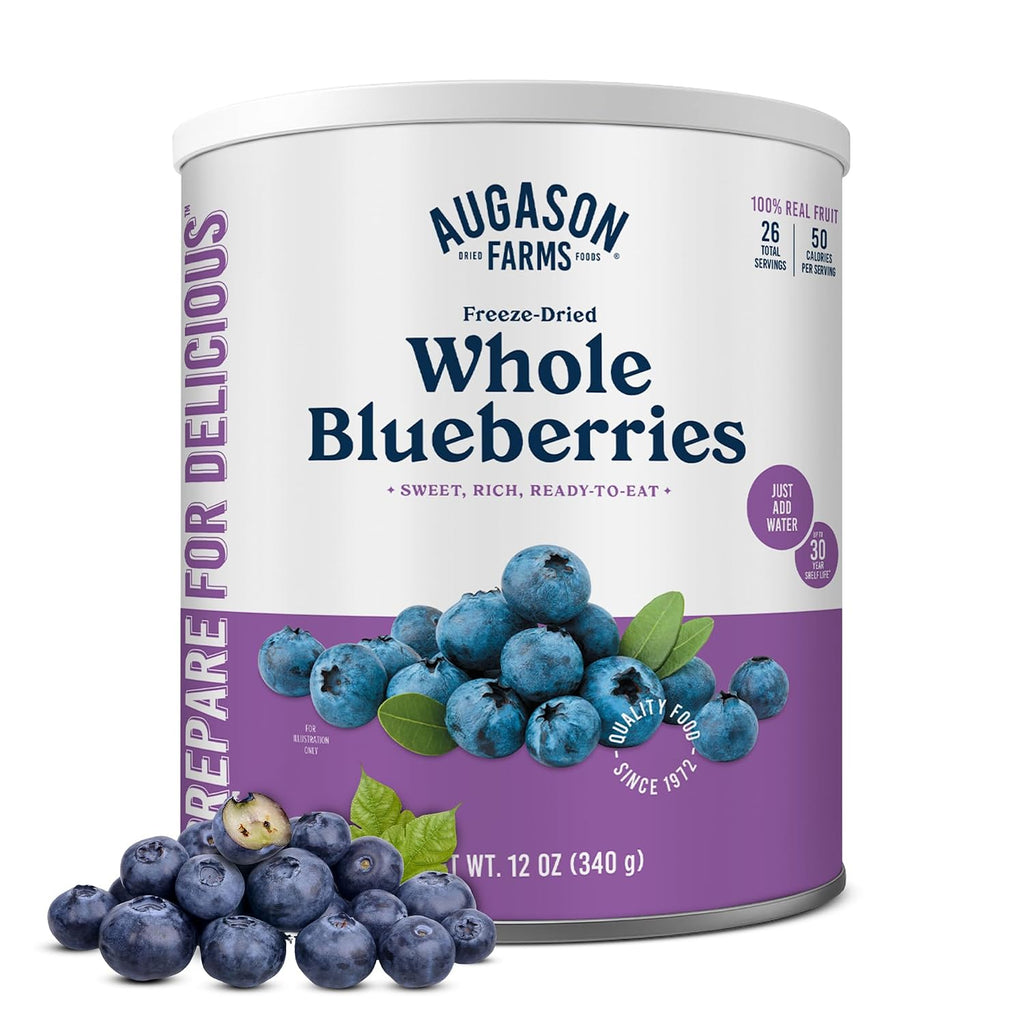 Freeze-Dried Whole Blueberries Can | Emergency Food Supply, 26 Servings, 30 Year Shelf Life, Great for Cooking
