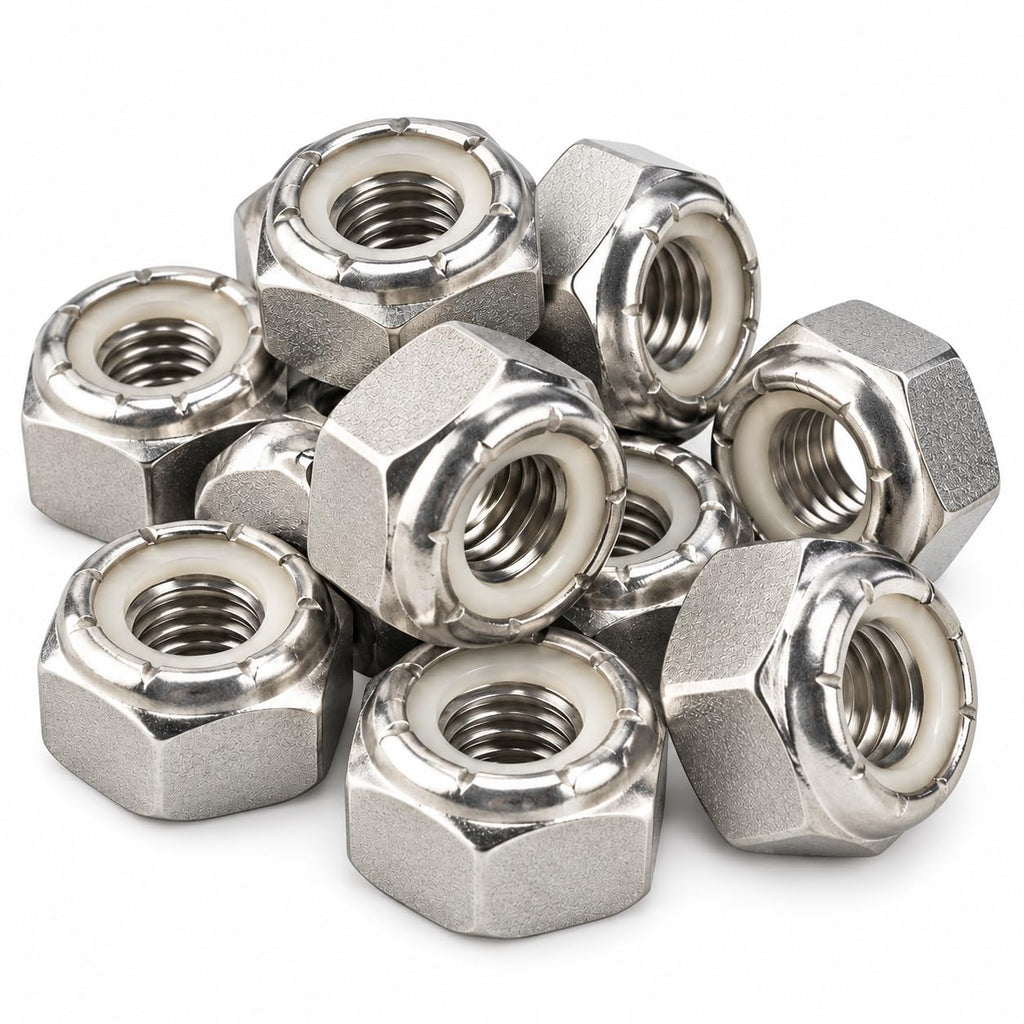 BCP Fasteners #10-32 Stainless Steel Nylon Insert Hex Lock Nuts, 50 Pack