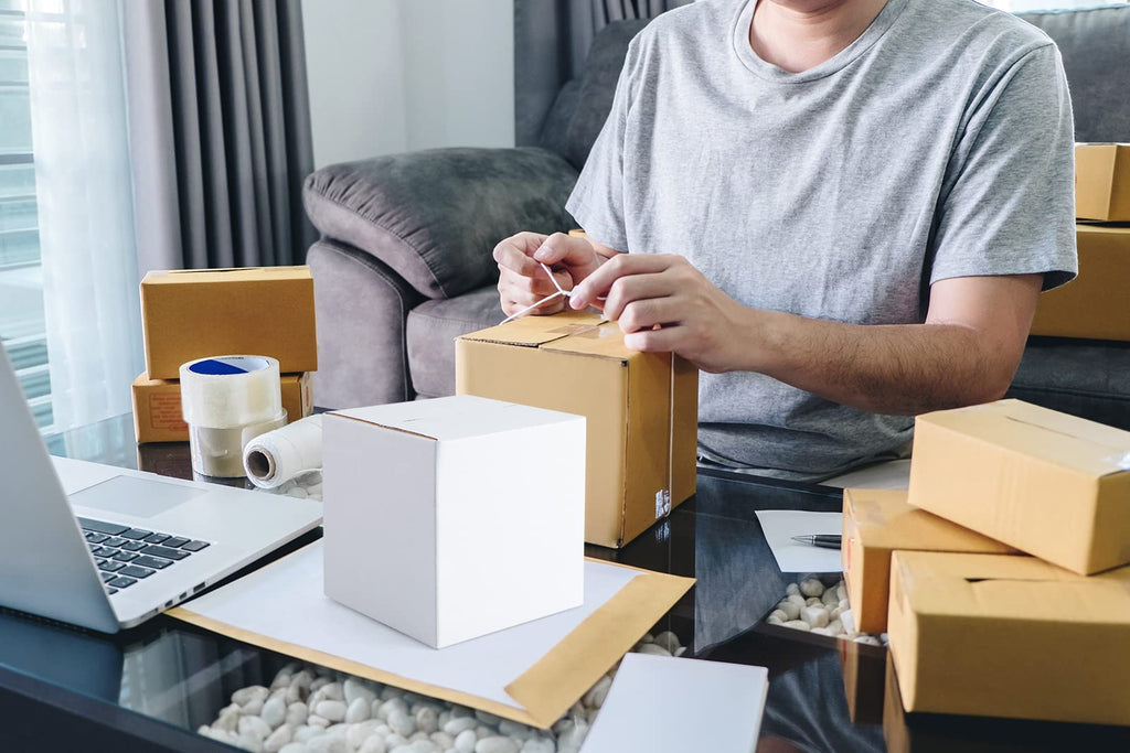 5x5x5" Cardboard Box Mailers 25 Pack White Cube Corrugated Small Shipping Boxes for Mailing