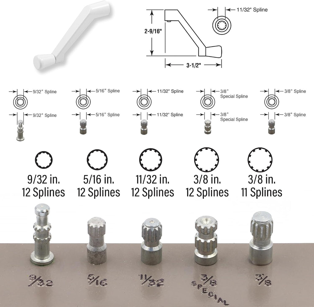 Truth TH 23025 9-1/2 In. Single-Arm Right-Hand Casement Operator with Crank, fits Truth, White Finish (Single Pack)