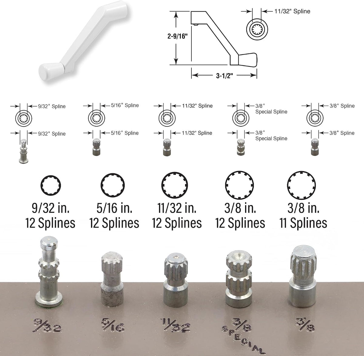Truth TH 23025 9-1/2 In. Single-Arm Right-Hand Casement Operator with Crank, fits Truth, White Finish (Single Pack)