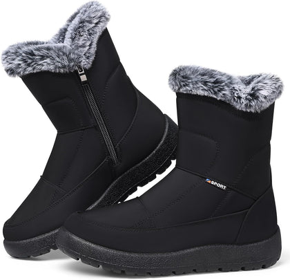Women's Winter Snow Boots: Waterproof Fur-Lined Ankle Booties | All-Day Warmth Anti-Slip Comfortable Outdoor Walking