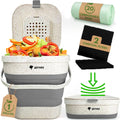 Collapsible Compost Bin Kitchen Counter Caddy - 1 Gallon Countertop Compost Bin with Lid Made of Wheat Straw
