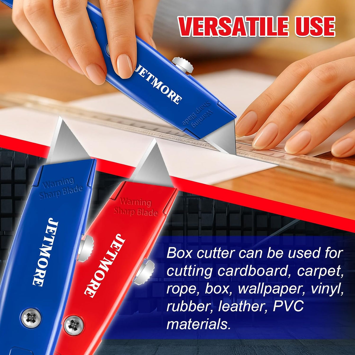 2 Pack Box Cutter Utility Knife Paper Craft Tool with 10 Blades