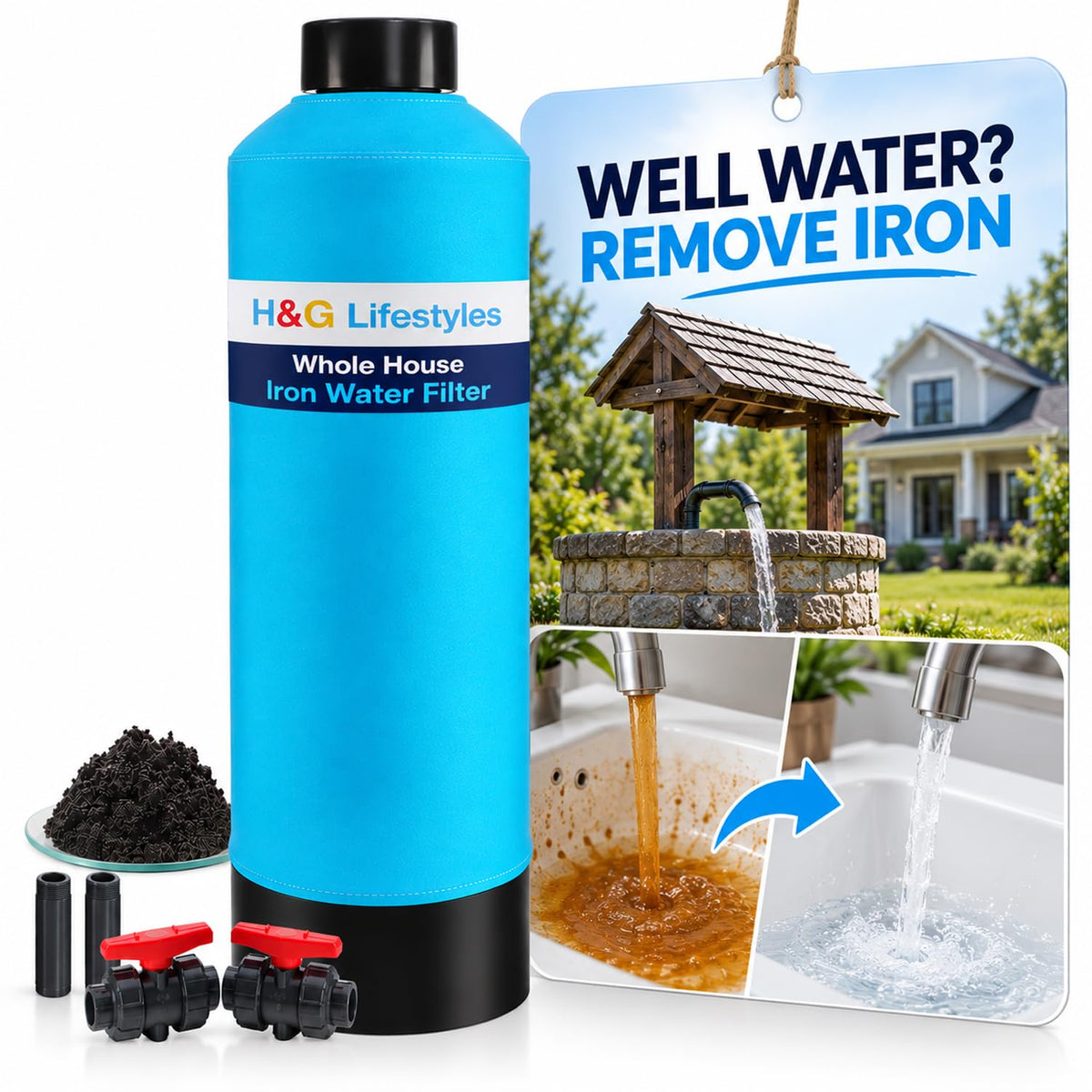 Whole House Water Filter System, Iron and Manganese Filter