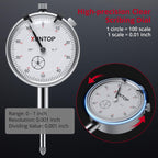XUNTOP 1"/0.001" Dial Indicator with Magnetic Base,132lbs/60kg Max Pull