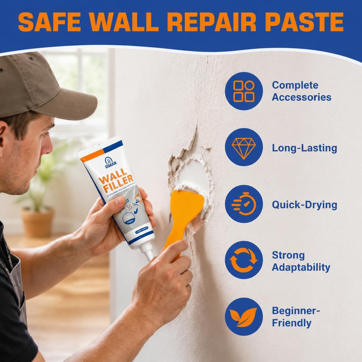 Drywall Repair Kit 2 Pack, 8.8 oz Each Wall Repair Putty Paste | White wall repair paste and putty kit with aluminum