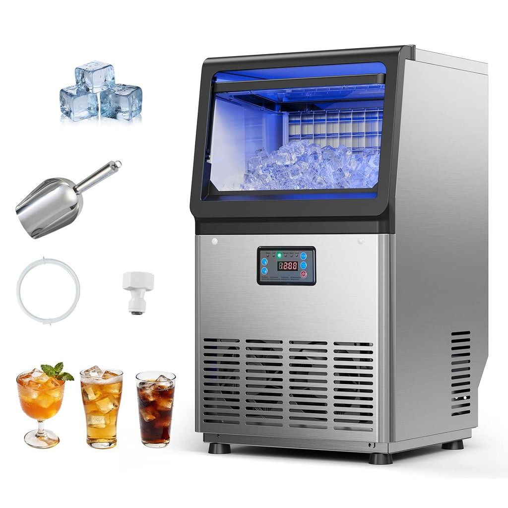 Commercial Ice Maker Machine, 80 lbs/24h with 6.8-13 lbs Storage Capacity, Countertop/Freestanding/Under Counter
