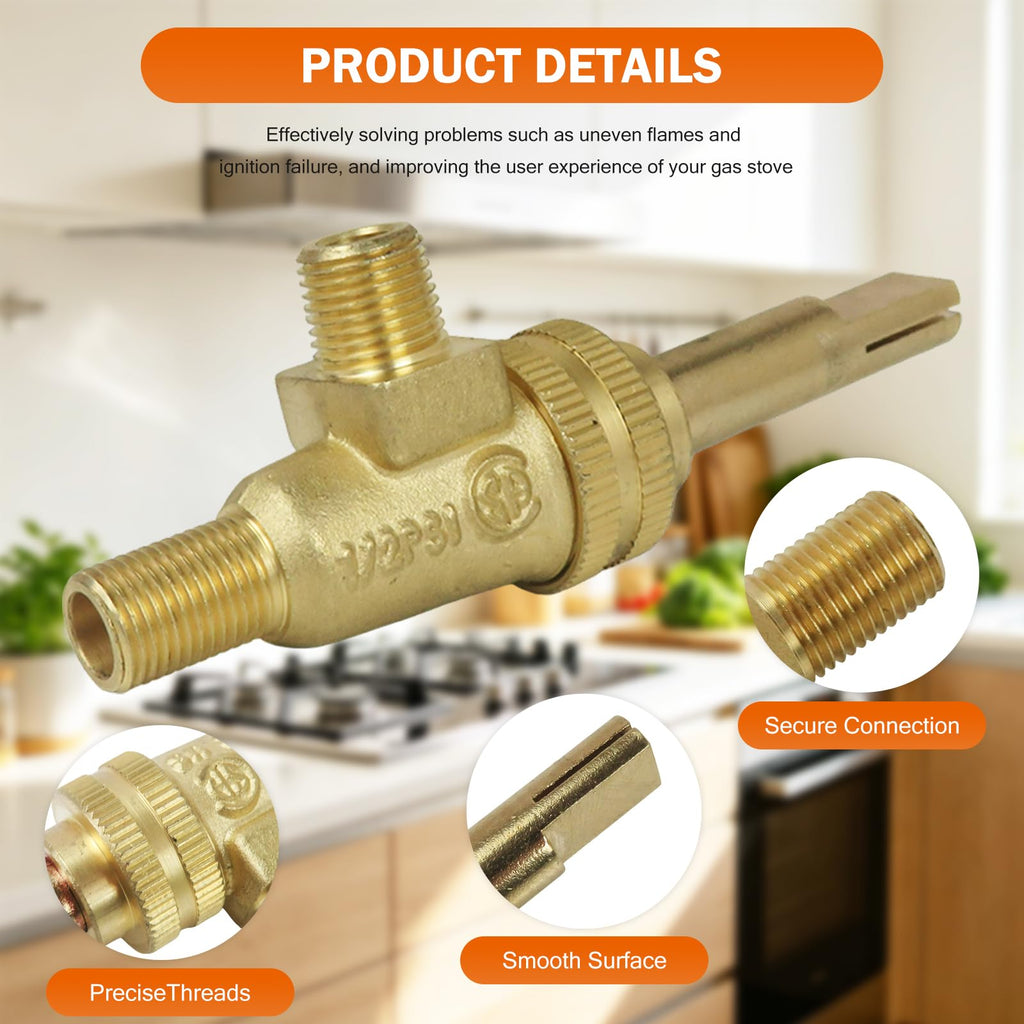 Smaeti Replacement Gas Burner Valve - 4418500200 Compatible with Jade Range, 1/8" MPT x 3/8"-27, 4-Pack Horizontal Split Valve, Compatible with JTRH-36B-36C, JTRH-36GT