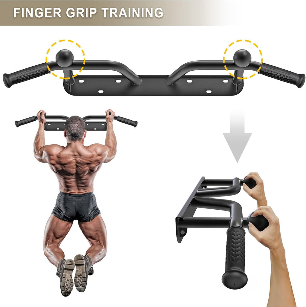 Pull Up Bar Wall Mount 440 LBS Capacity Doorway Chin Up Bar Multifunctional Steel Chinup Bar with with Resistance