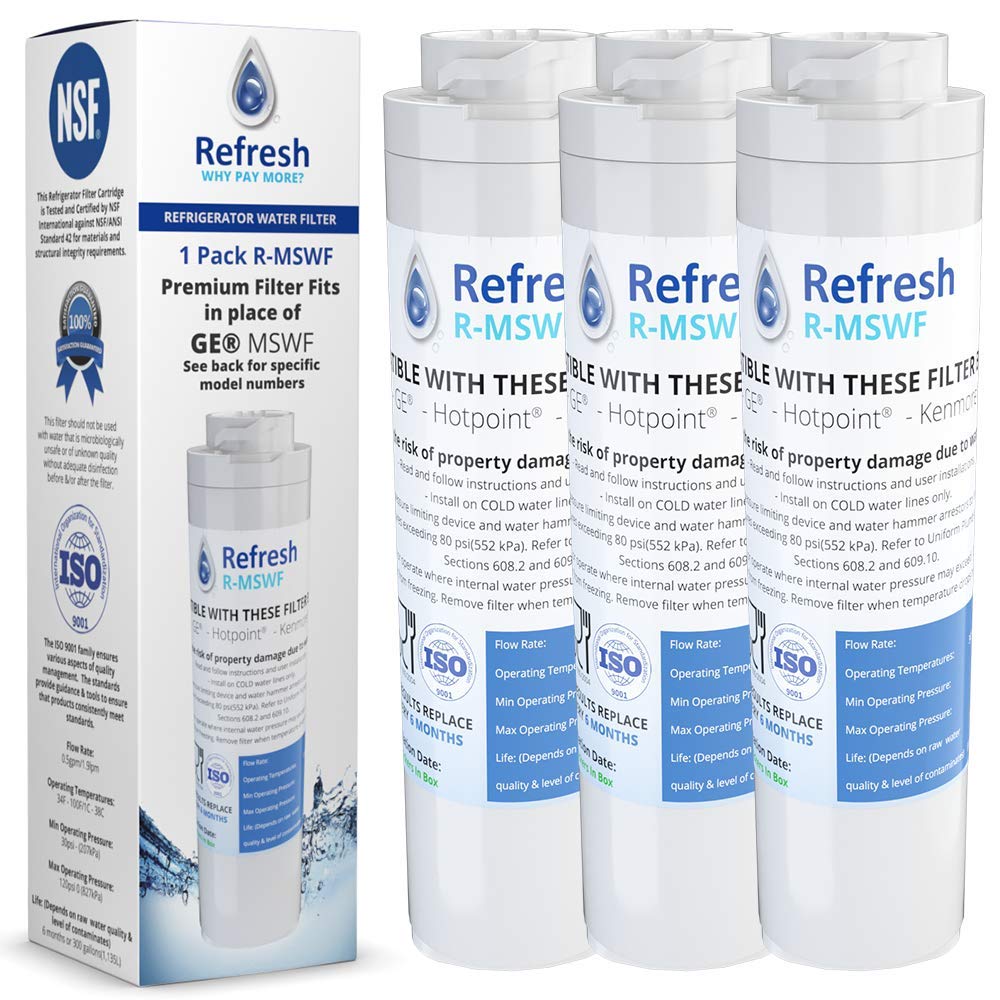 Refresh Refrigerator Water Filter Replacement for GE MSWF, RWF1062, 4-Pack