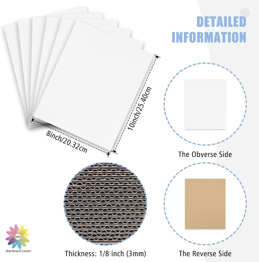 Mat Board Center 25 Pack 8x10 Corrugated Cardboard Sheets 1/8" Flat Pads