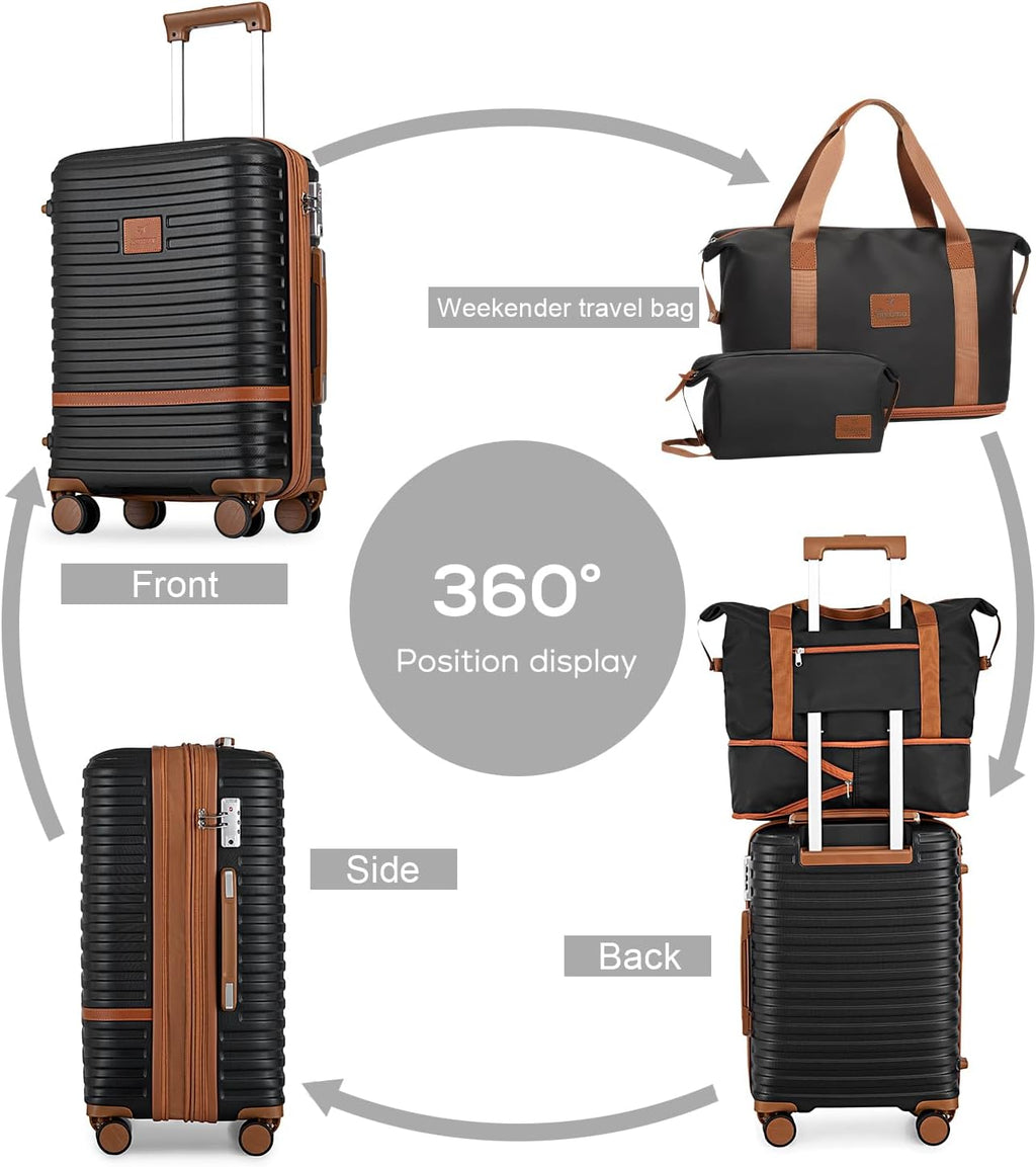 Luggage Set 3 Piece Suitcase Sets with Spinner Wheel,Hardside Expandable Travel Laggage with TSA Lock (13/20/24/28