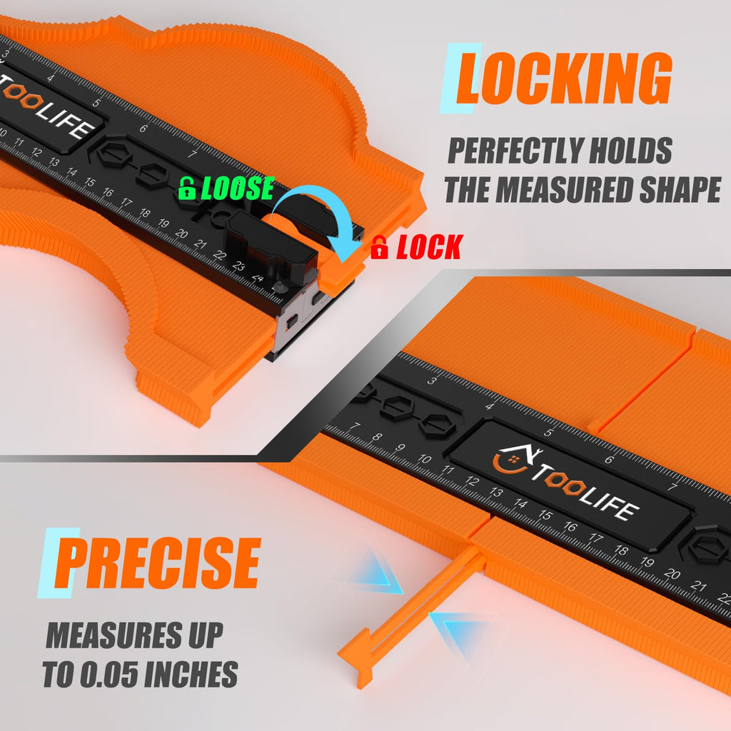 TOOLIFE 10 Inch Contour Gauge Profile Tool with Unlimited Connection