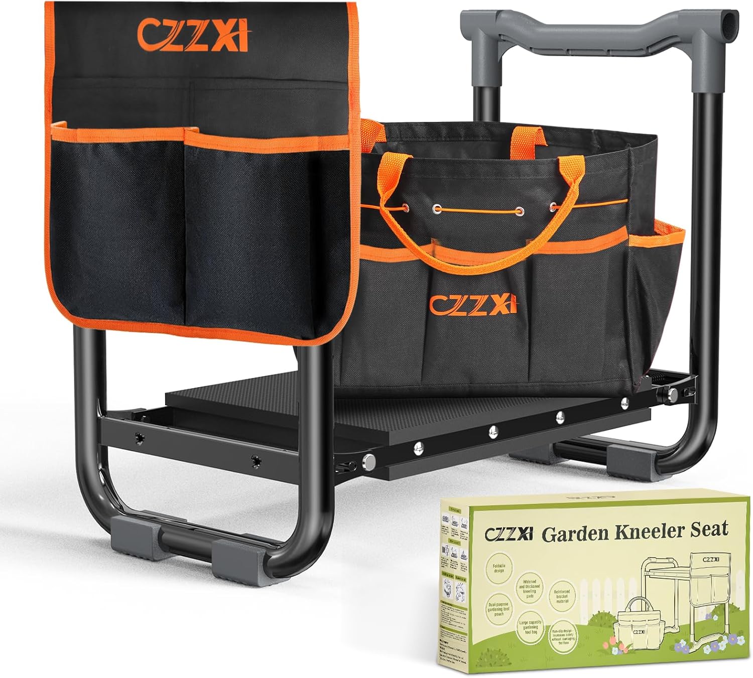 Garden Kneeler and Seat, Wider and Thicker Kneeling Pad Heavy Duty Gardening Stool with Gardening Tool Pouch and Bag