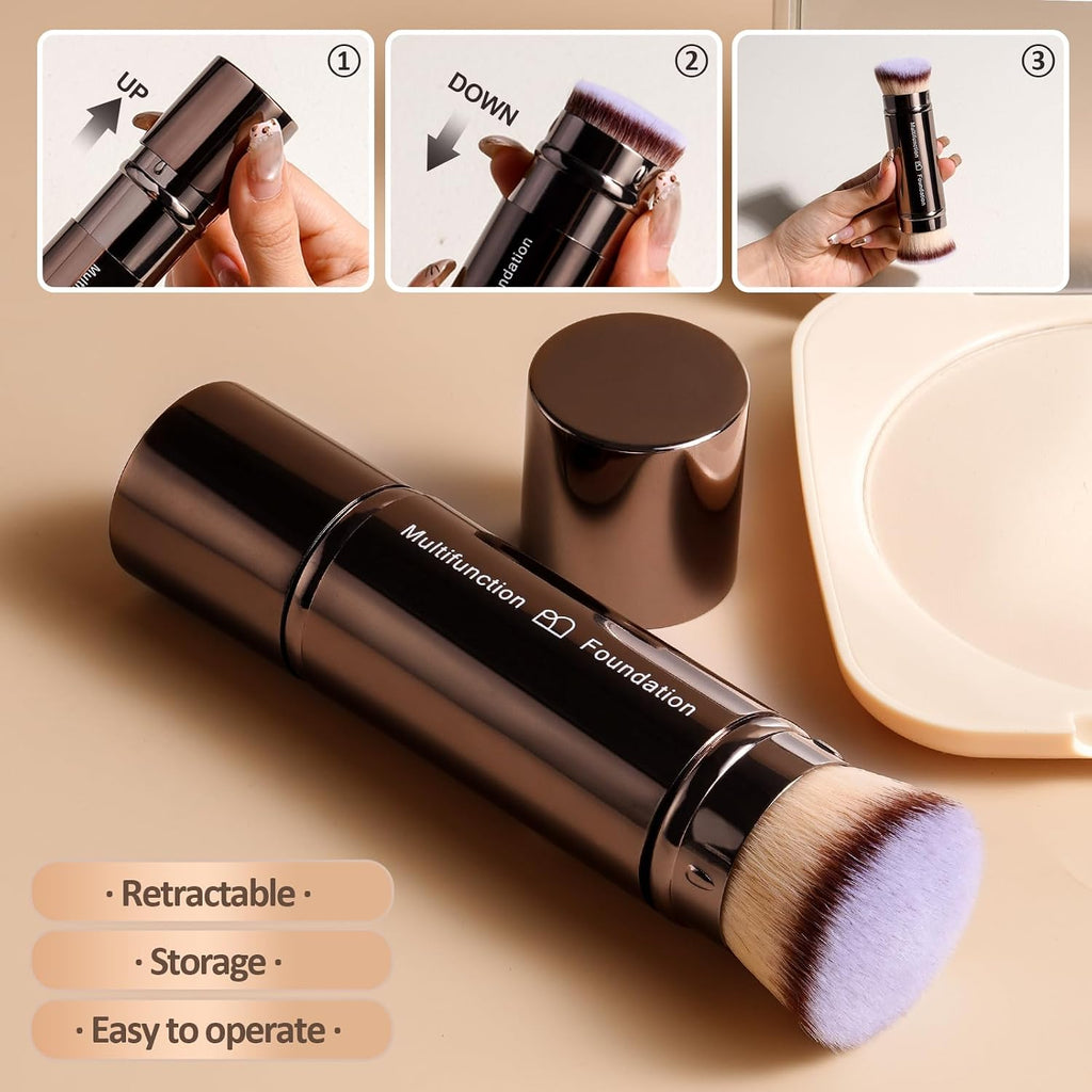 Double-Ended Telescopic Travel Foundation Brush