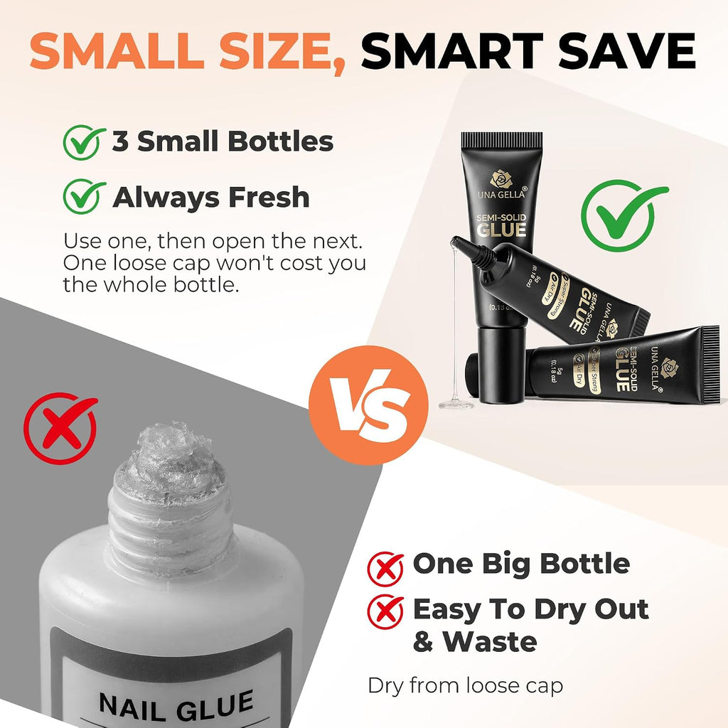 Nail Glue for Press Ons & Nail Tips 3 Pack 5g Super Strong No U V
