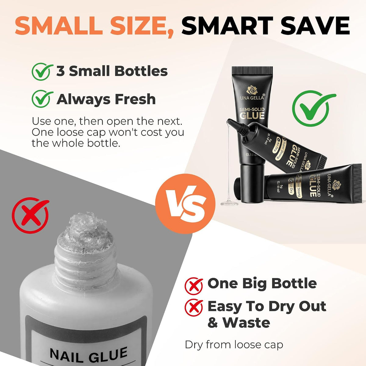 Nail Glue for Press Ons & Nail Tips 3 Pack 5g Super Strong No U V