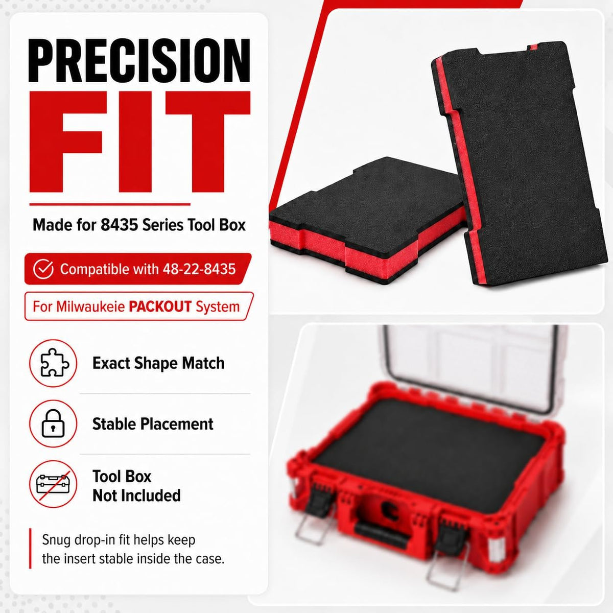 Packout Foam Insert for Milwauke 48-22-8435 Foam Packout Insert & Tool Box