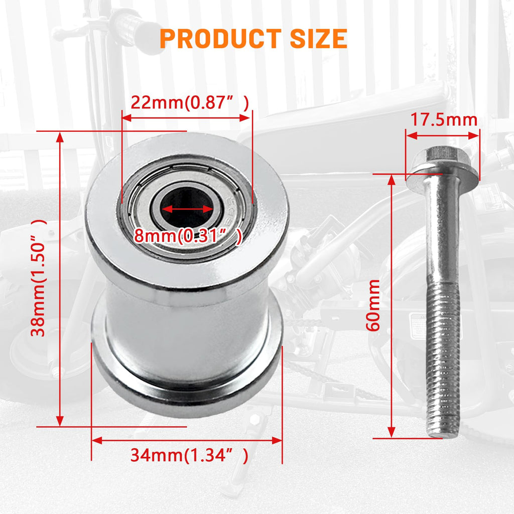 8mm Chain Tensioner w/1.75in Roller for Coleman CT100U Silver