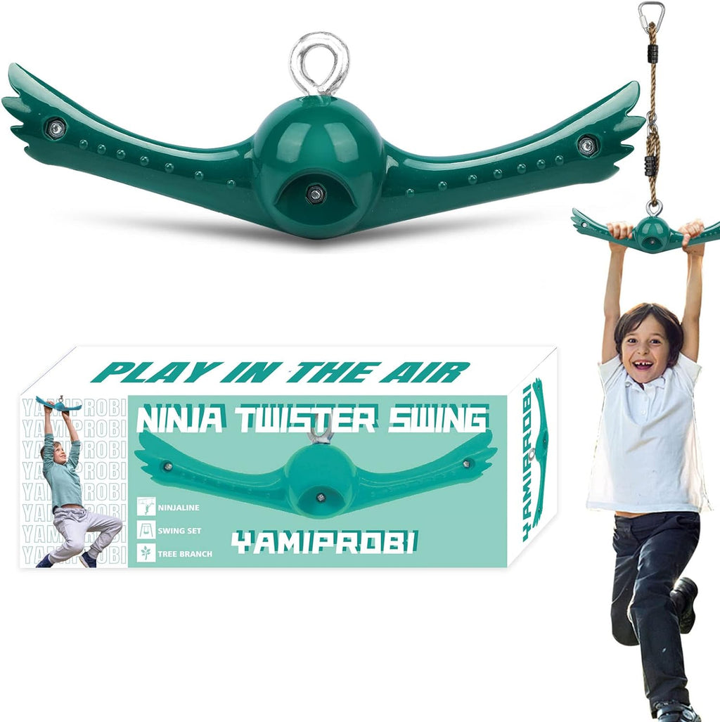 Swing Spins Set: 360° Handle Twist-Spin Flips Toy - Slackline Attachments Activate Play Powers - Accessories for