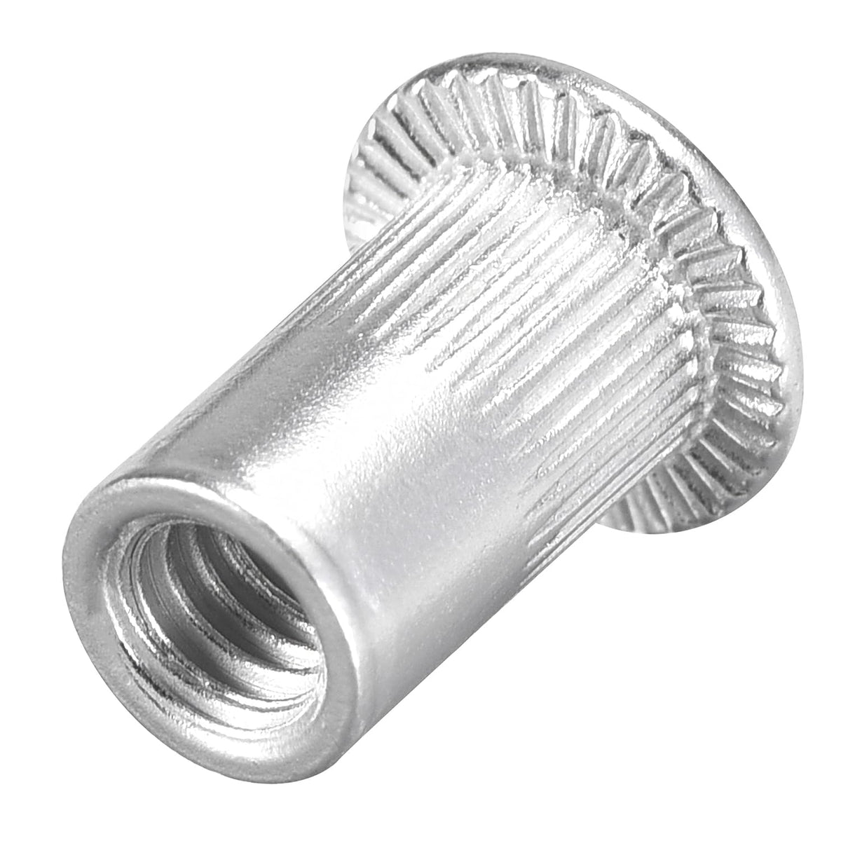 uxcell #8-32 Rivet Nuts Aluminium Alloy Knurled Flat Head Threaded Insert Nut Silver 50pcs