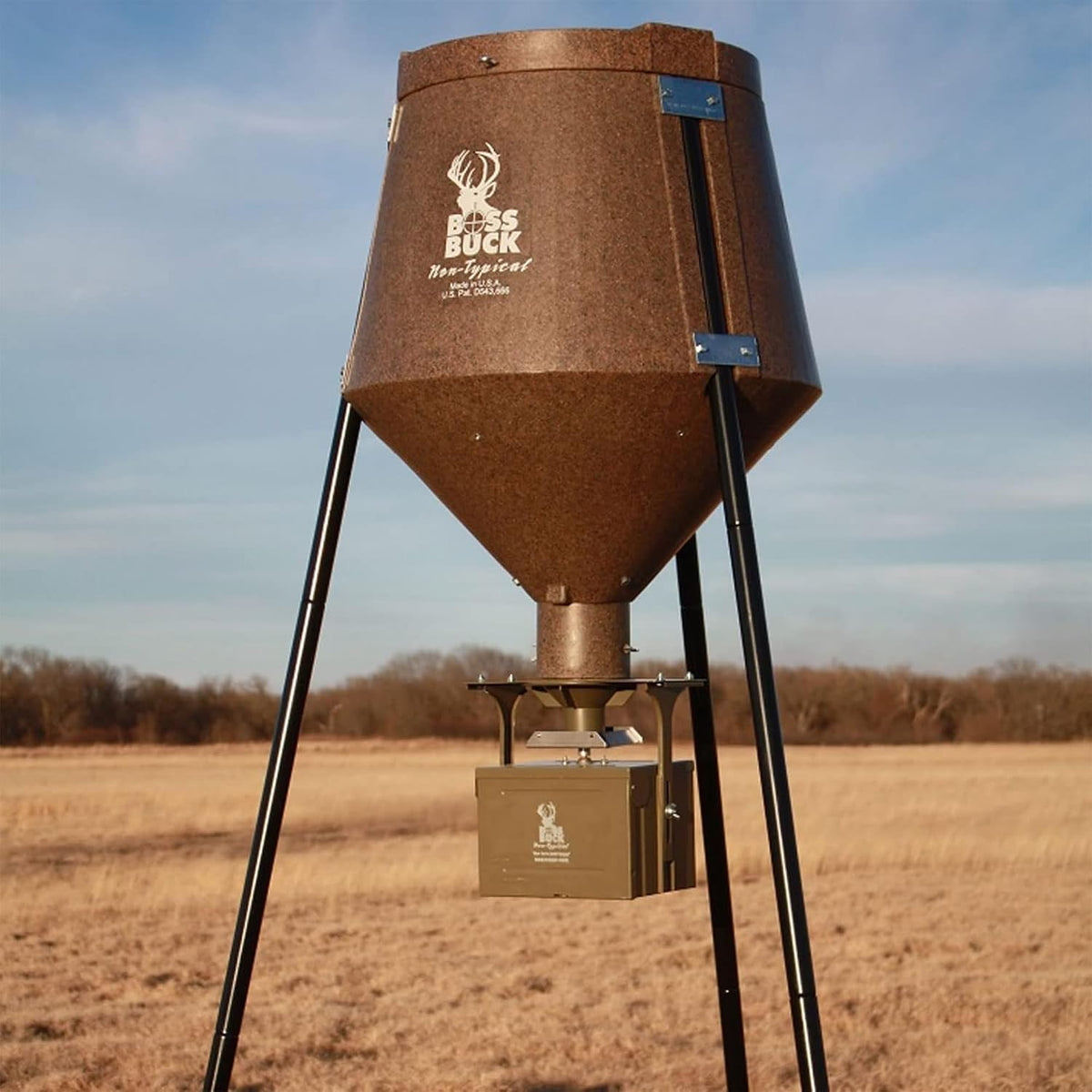200 LB Deer Feeder/Hunting Durable Lightweight Plastic UV Protected Waterproof Game Feeder with Protein 3 Feed Tubes