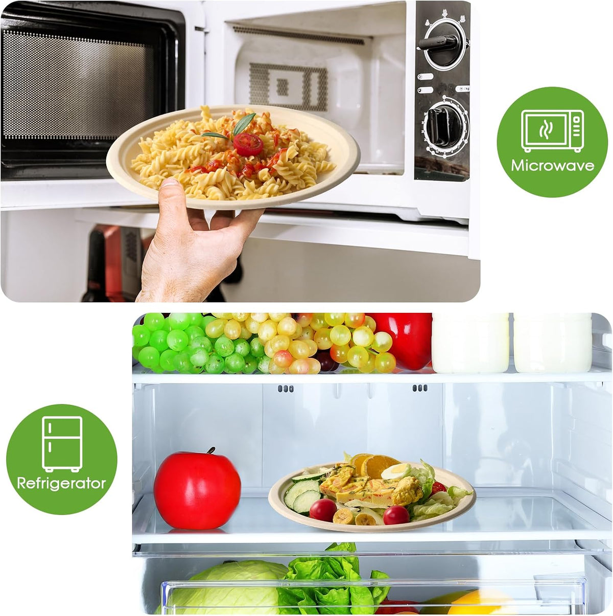 150 Pack 10 inch Compostable Disposable Paper Plates for Party