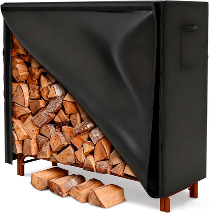 4FT Firewood Cover, Heavy Duty 420D Logs Store Rack Cover Waterproof Large Capacity, Outdoor and Indoor Wood Holder
