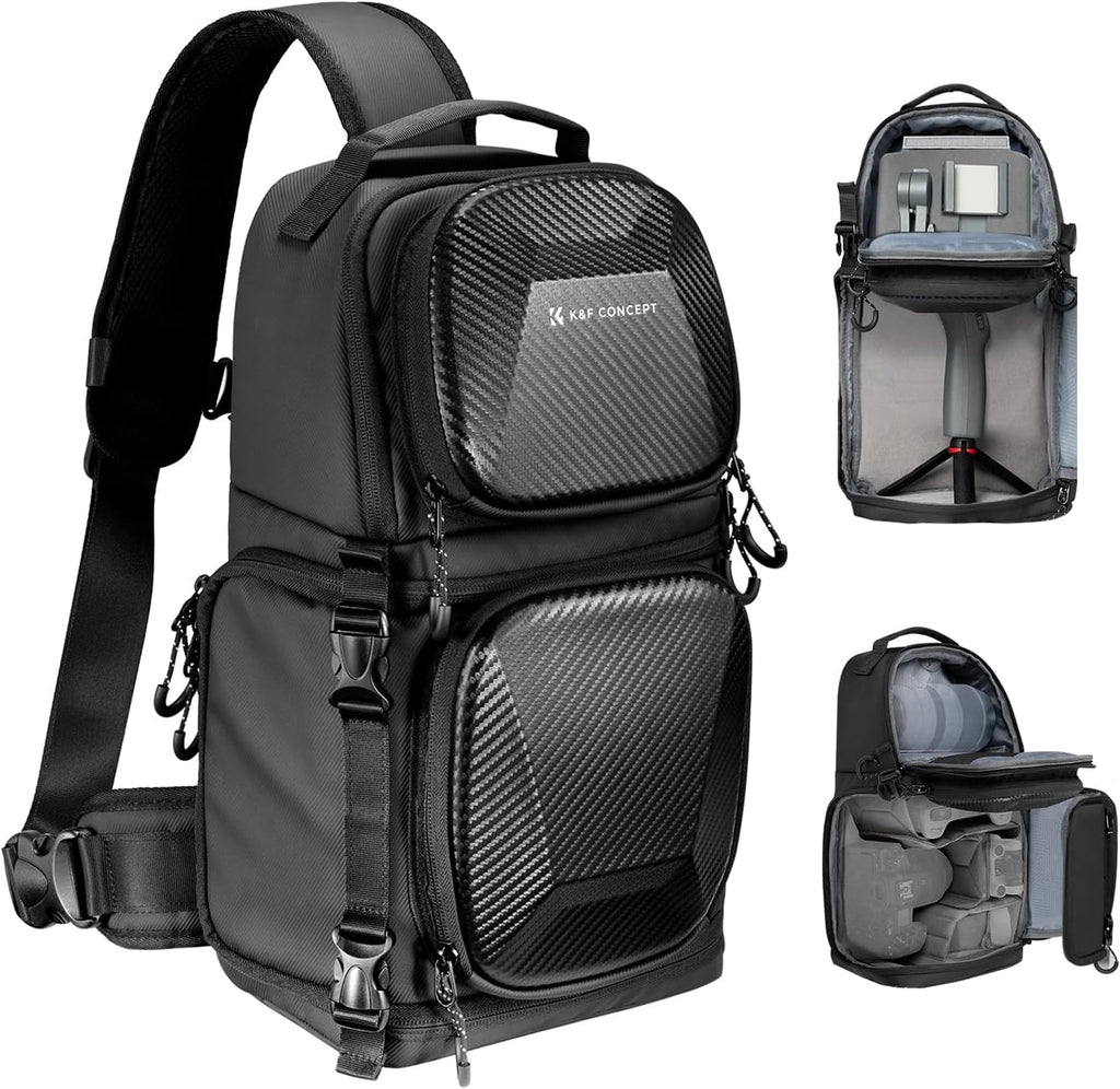 Camera Sling Bag, Hardshell Camera Case with Tripod Holder | EVA Hardshell + Soft Foam, 10L Side Quick Access, Travel