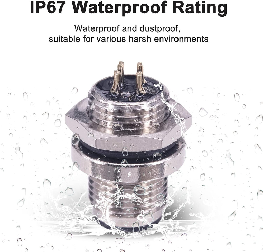 M12 4 Pin A Code Female Bulkhead Panel Connector IP67 5PCS