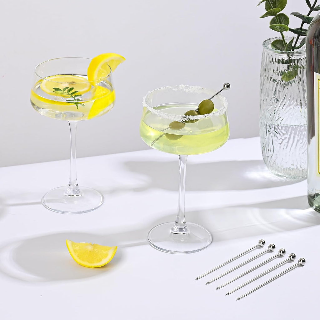 Martini Glasses Set of 6, 8 oz Premium Crystal Coupe Glasses