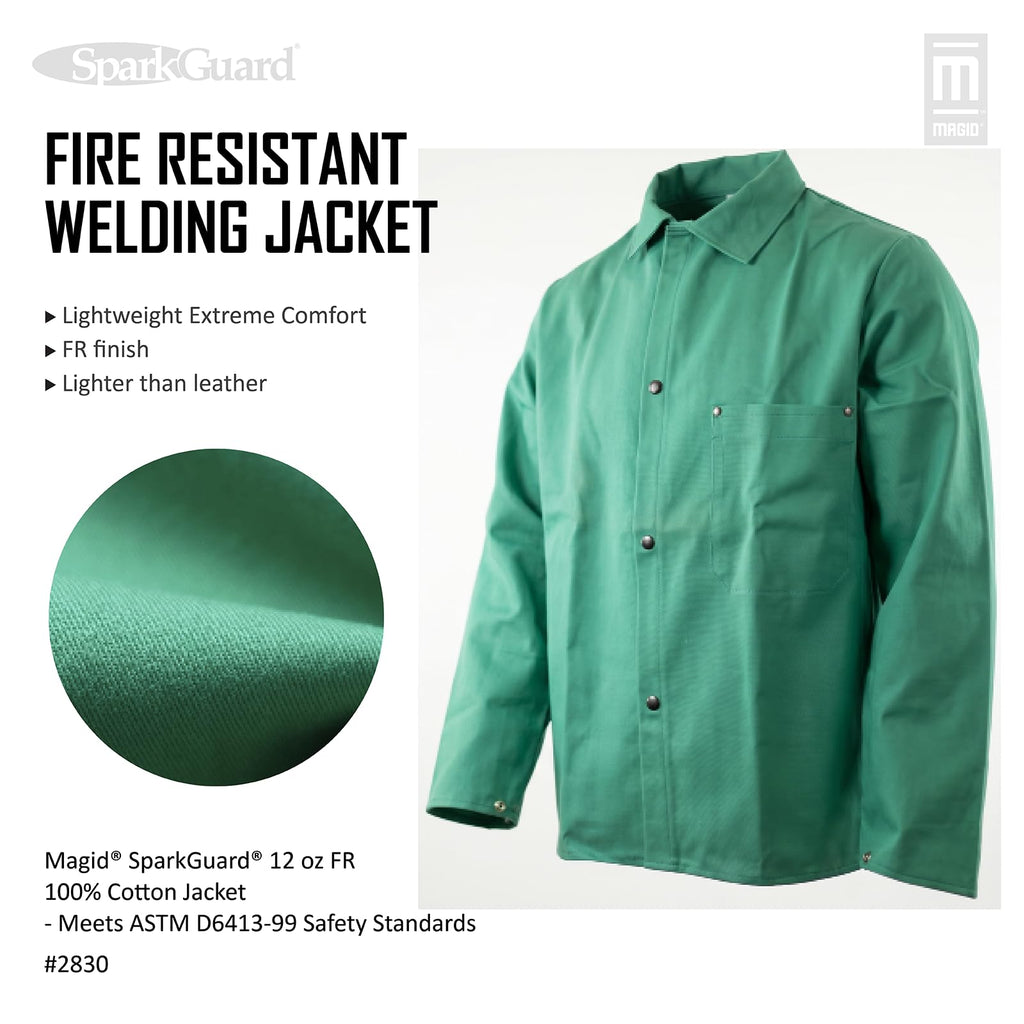 SparkGuard Flame Resistant Green Welding Jacket, 1 Jacket