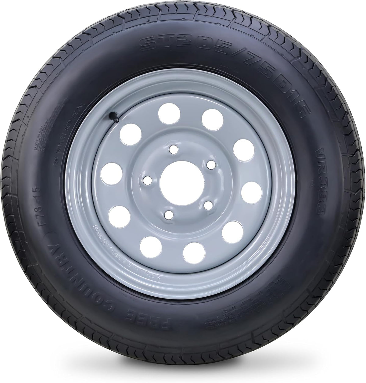 2 Trailer Tire Wheel ST205/75D15 6PR C 101L 5X5 Silver Mod Rim