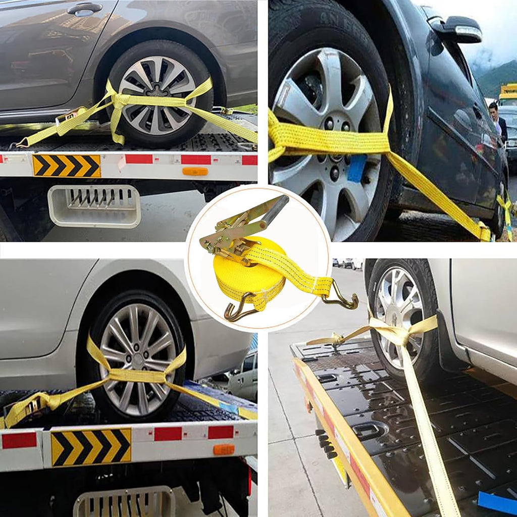 Ratchet Straps Heavy Duty, 8000 LBS Break Strength Ratchet Strap Tie Down, 2” x 20ft Black Tie-Down Ratcheting Cargo