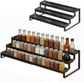 3 Tier Expandable Spice Rack Organizer, Heavy-Duty Black Metal Seasoning Organization Shelf for Cabinet, Kitchen &