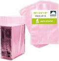 15" x 9" x 24" Pink Anti-Static Poly Bags, Pack of 15 - ESD Safe 4 Mil Plastic Bags for Electronics & Computer Parts