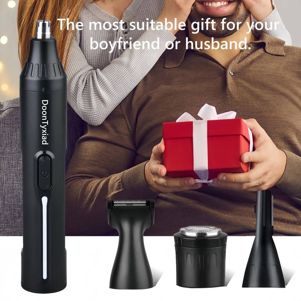 Rechargeable Ear and Nose Hair Trimmer, 4-in-1 Professional Painless Eyebrow & Facial Hair Trimmer for Men Women