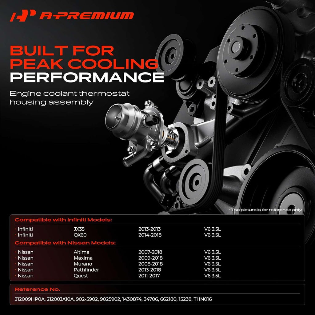 A-Premium Upgraded Aluminum Engine Coolant Thermostat Housing Assembly