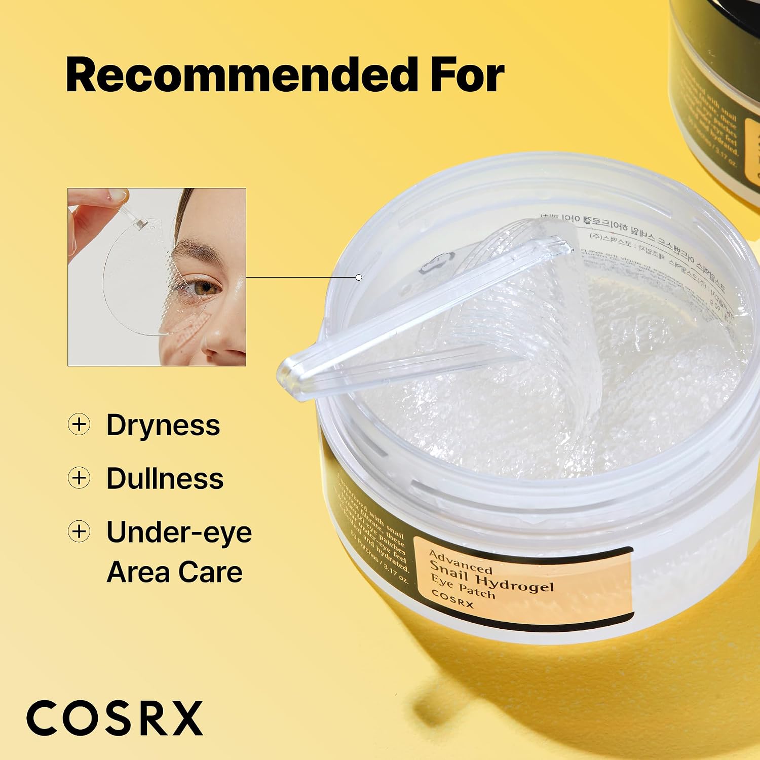 Advanced Snail Mucin Hydrogel Under Eye Patches for Fine Lines (60) | Gel Serum Mask, Hydrating Under Eye Patches