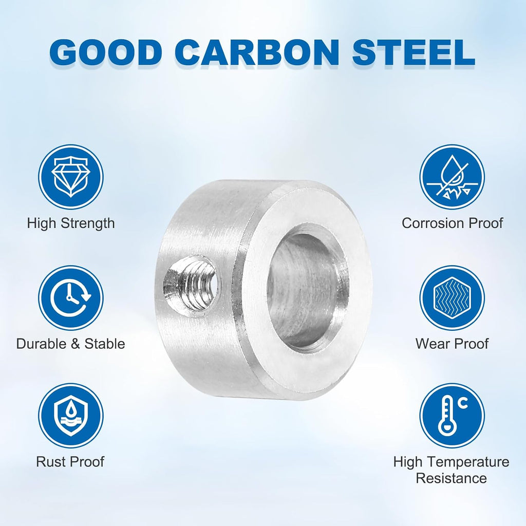 MECCANIXITY 4Pcs Shaft Collars 8mm Bore 1 Screw 16mm OD 8mm Thick